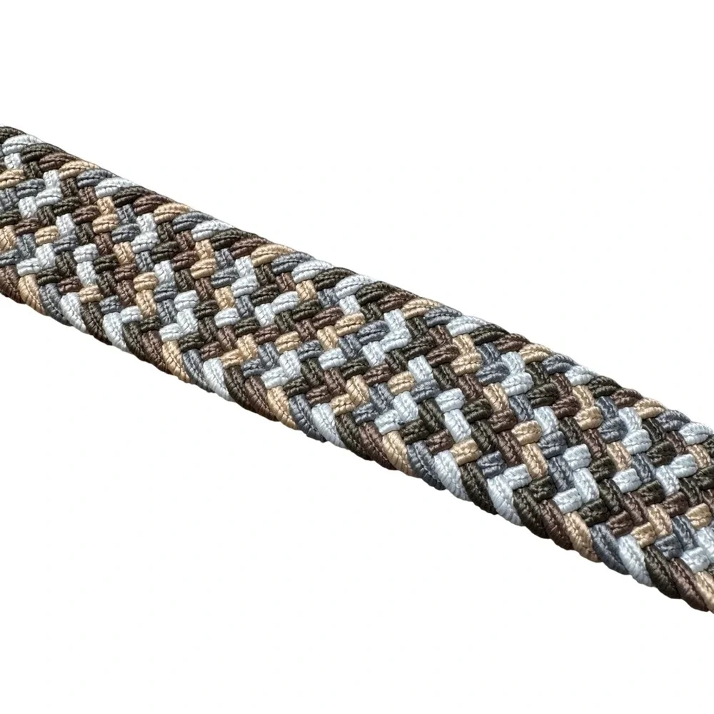 Robert Graham Jacob Men's 34 Braided Belt Tan Grey‎ Paisley Leather Trim New
